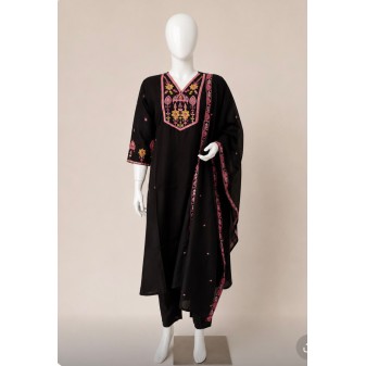Churidar Set Collection – Hand Worked Black and Red