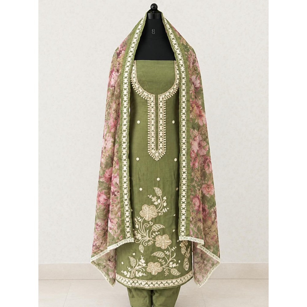 Function Wear Churidar Materials-olive green