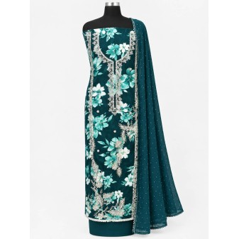 function wear churidhar material-peacok green
