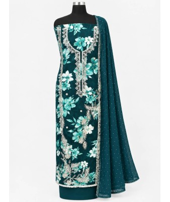 function wear churidhar material-peacok green