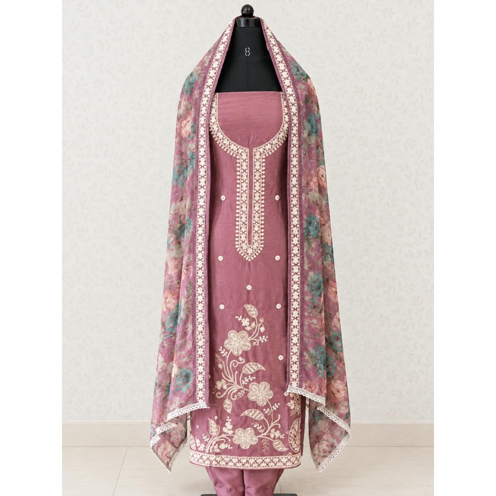 Function Wear Churidar Materials-dusty mauve pink