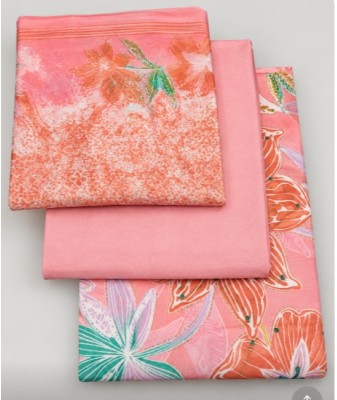 Printed Cotton 3 Piece Dress Material with Rayon Bottom & Georgette Dupatta