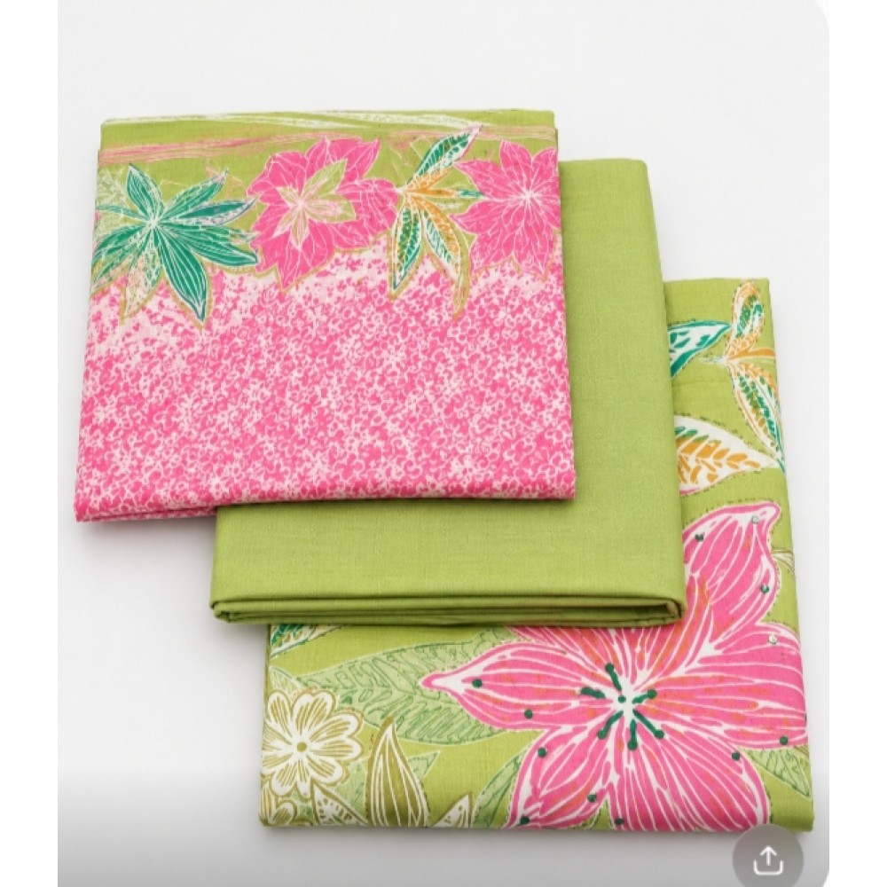 Printed Cotton 3 Piece Dress Material with Rayon Bottom & Georgette Dupatta