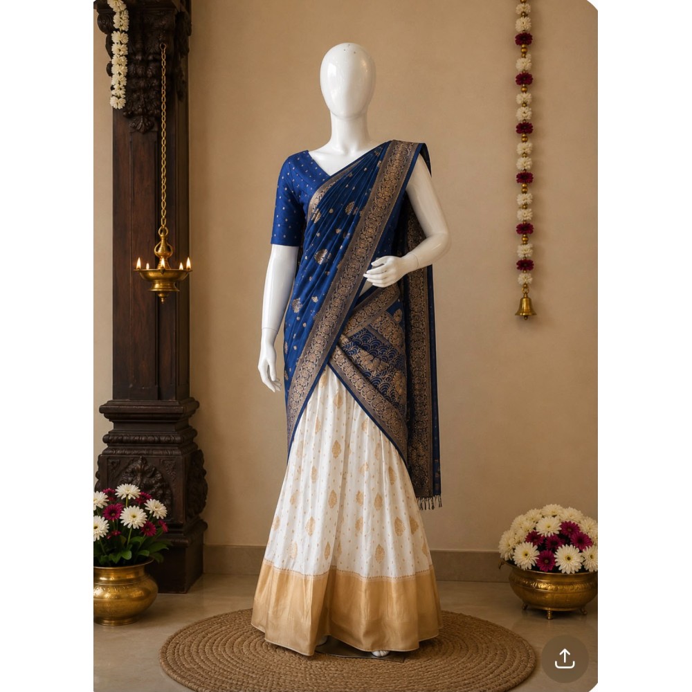 Dhavani Collection – Semi Banarasi Blue