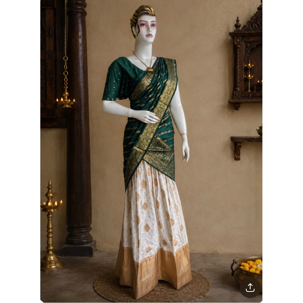 Dhavani Collection – Semi Banarasi Green