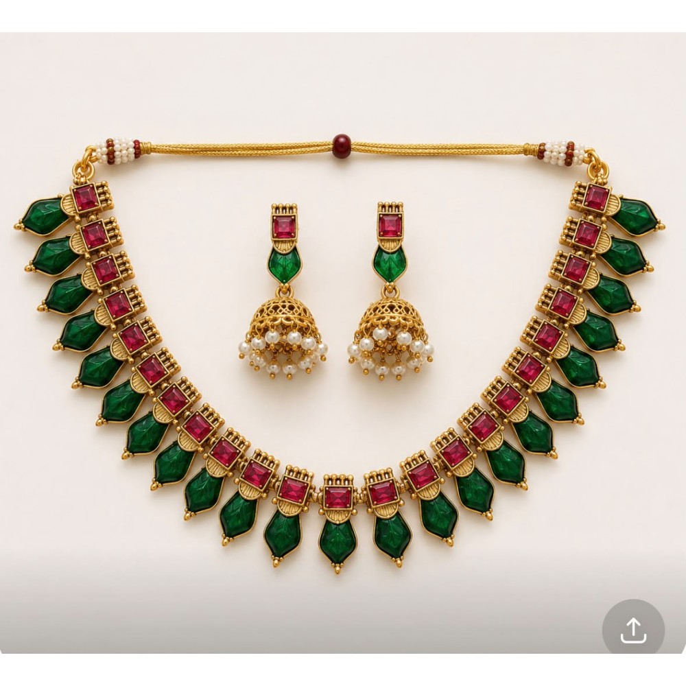 Necklace Earrings Set Traditional Palakka Design