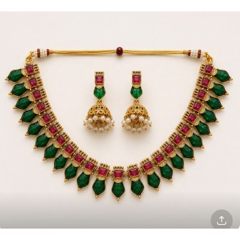 Necklace Earrings Set Traditional Palakka Design