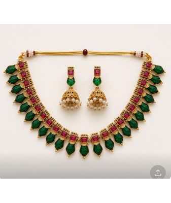 Necklace Earrings Set Traditional Palakka Design