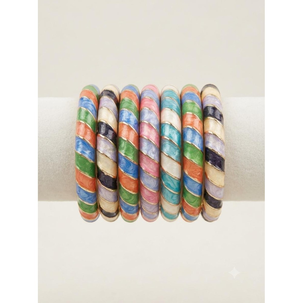 Leheriya enamel twist bangles