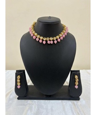 Traditional Kundan Necklace-pink