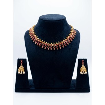 Traditional Nakapadam Necklace-pink