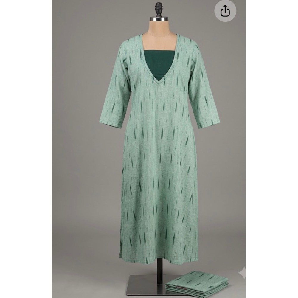 Handloom Cotton & Ikkath Kurti Collection Green
