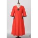 Raw Cotton A-Line Kurti with Appliqué Work Red