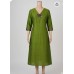 Raw Cotton A-Line Kurti with Appliqué Work Green