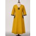 Raw Cotton A-Line Kurti with Appliqué Work Yellow