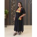 Black A-Line Dress with Colourful Madras Patchwork