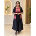 Black A-Line Dress with Colourful Madras Patchwork