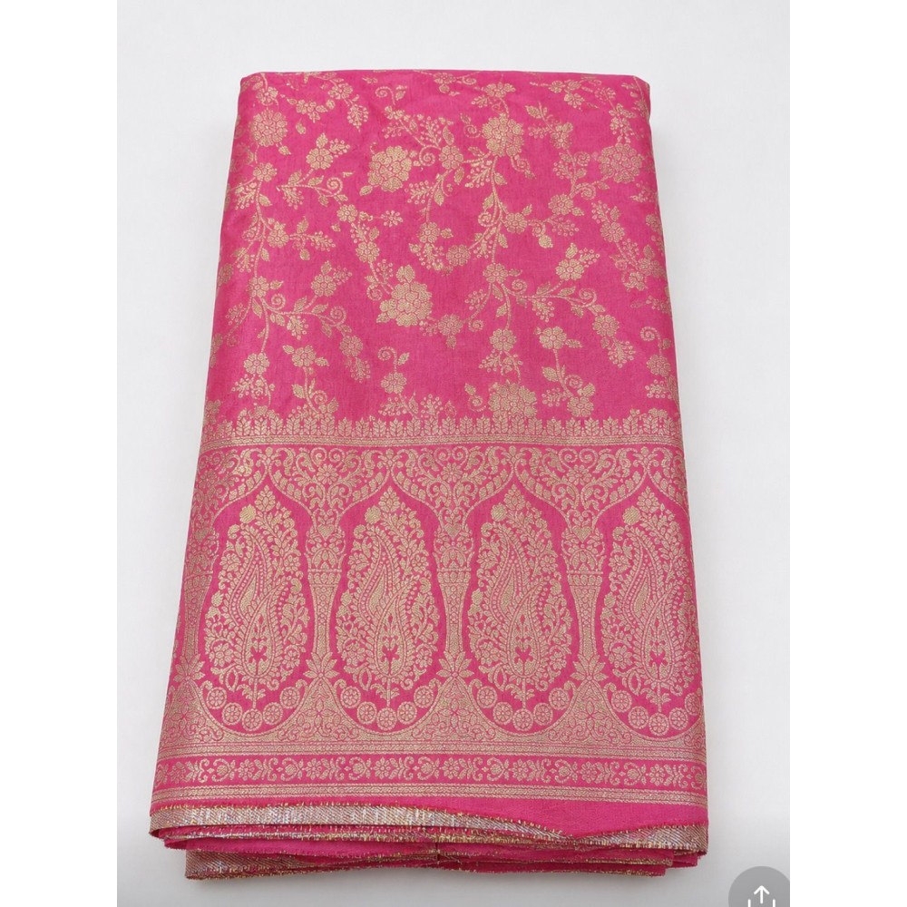 Running Material Collection – Brocade Floral Design Pink