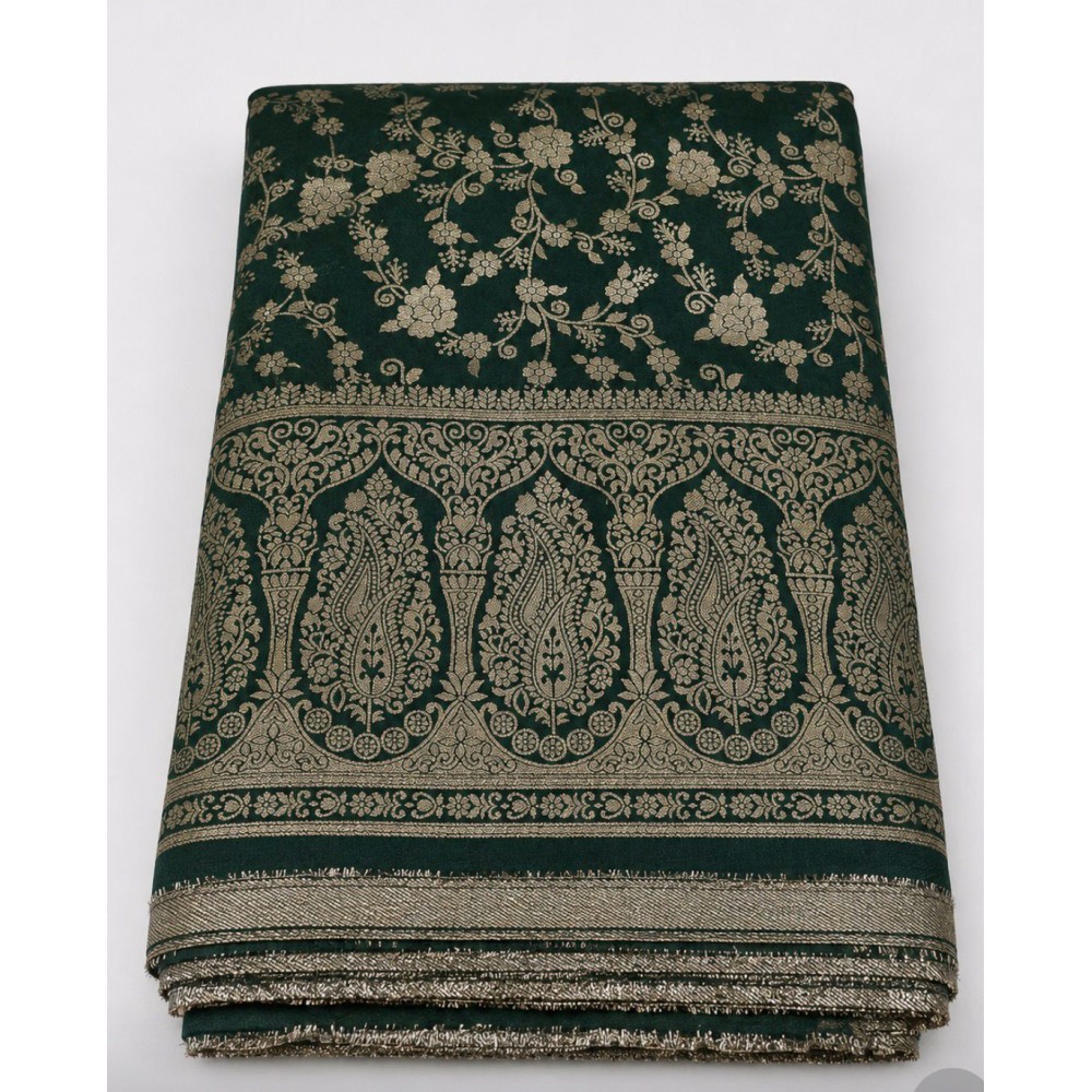 Running Material Collection – Brocade Floral Design Green