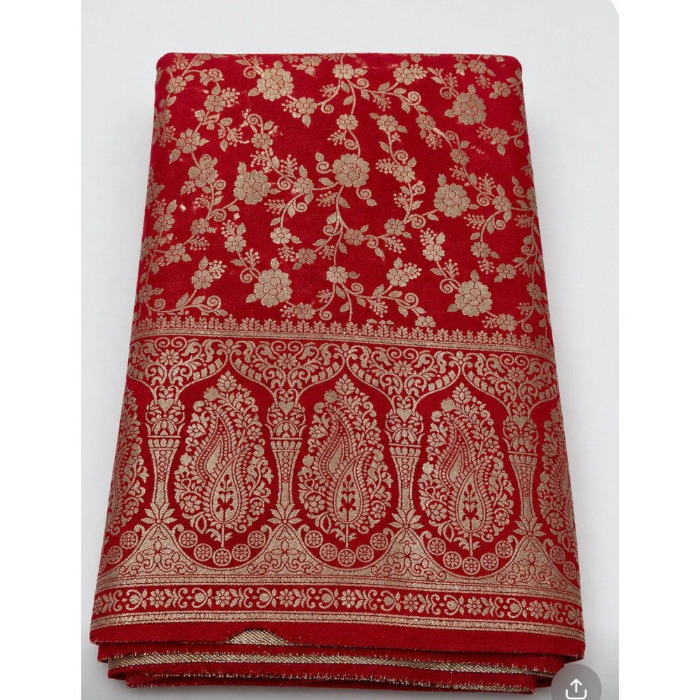 Running Material Collection – Brocade Floral Design Red