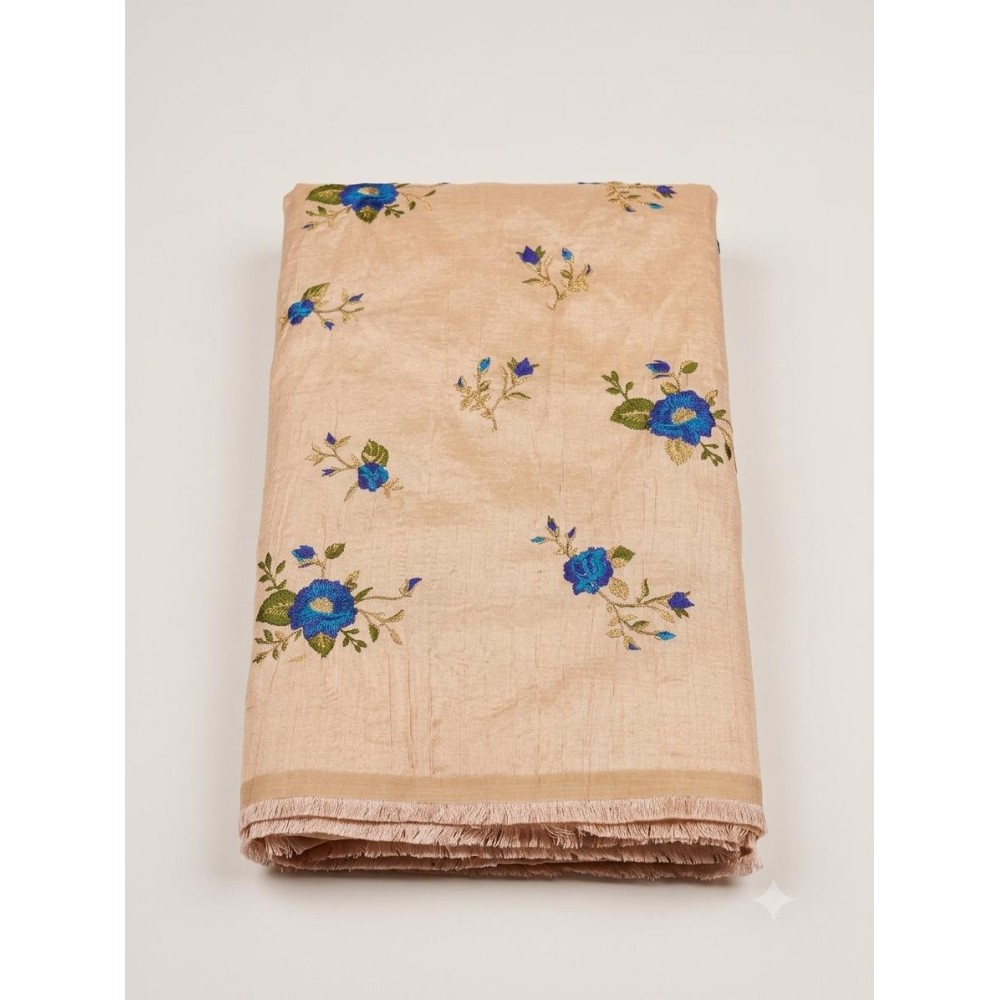 Embroidered Slub Organza Silk Running Material Light pink