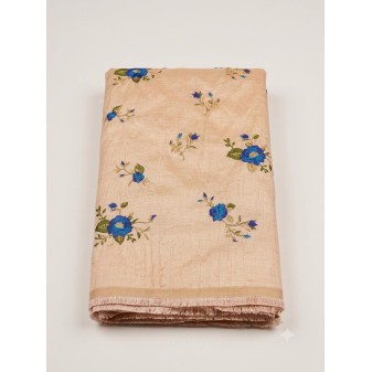 Embroidered Slub Organza Silk Running Material Light pink