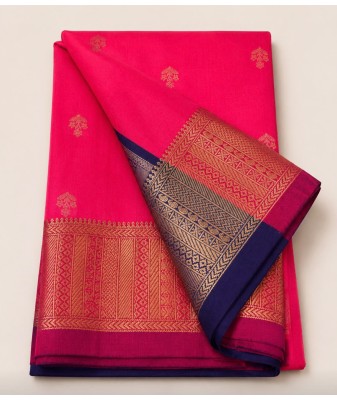 Soft Silk Saree with Contrast Border Pink