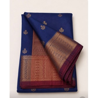 Soft Silk Saree with Contrast Border -Royal blue