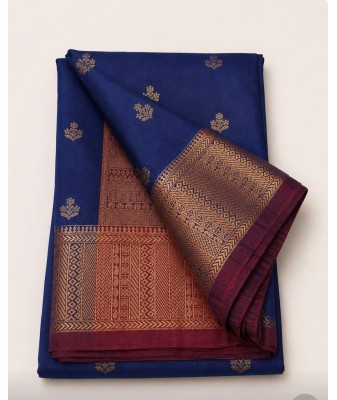 Soft Silk Saree with Contrast Border -Royal blue