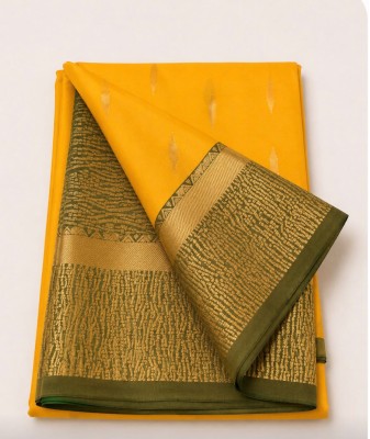 Soft Silk Saree with Contrast Border -bright yellow