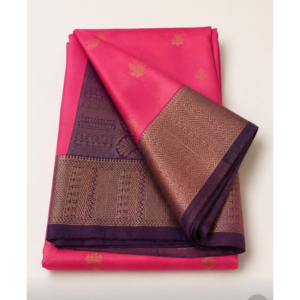 Soft Silk Saree with Contrast Border -baby pink