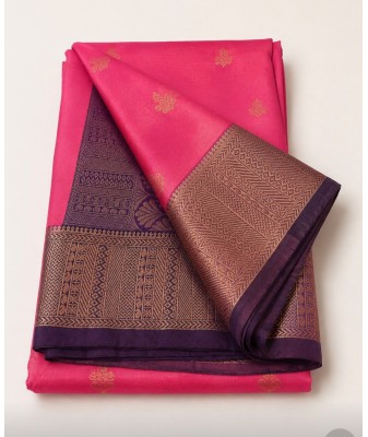 Soft Silk Saree with Contrast Border -baby pink