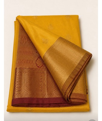 Soft Silk Saree with Contrast Border -yellow