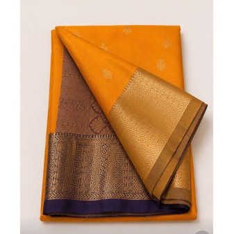 Soft Silk Saree with Contrast Border-mastard yellow