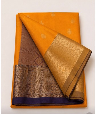 Soft Silk Saree with Contrast Border-mastard yellow