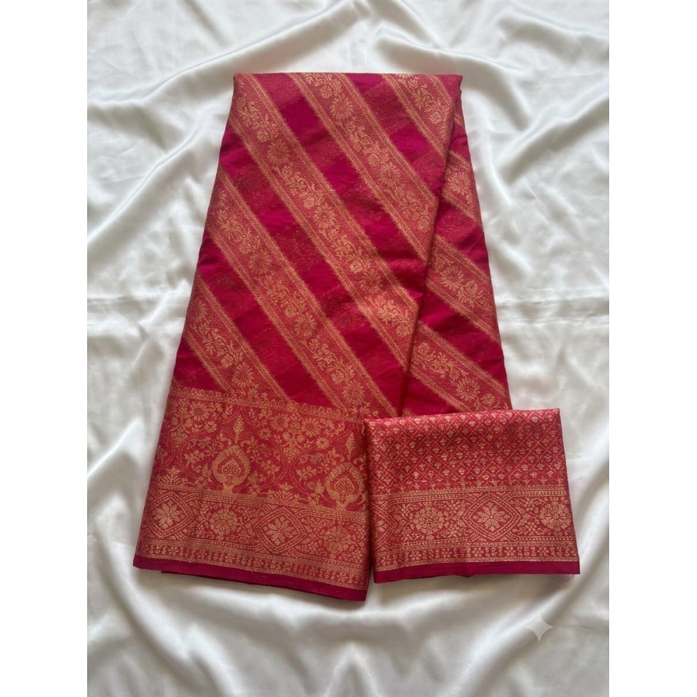 Vibrant Banarasi Silk Saree-rani pink