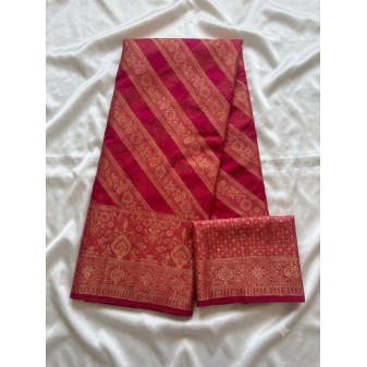 Vibrant Banarasi Silk Saree-rani pink