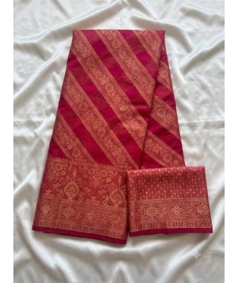 Vibrant Banarasi Silk Saree-rani pink