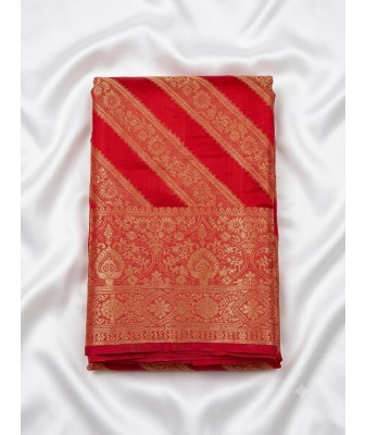 Vibrant Banarasi Silk Saree-chilli red