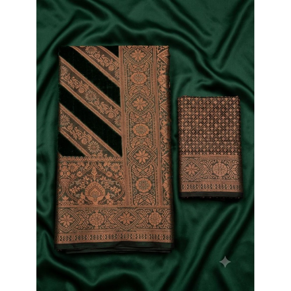 Vibrant Banarasi Silk Saree-bottle green