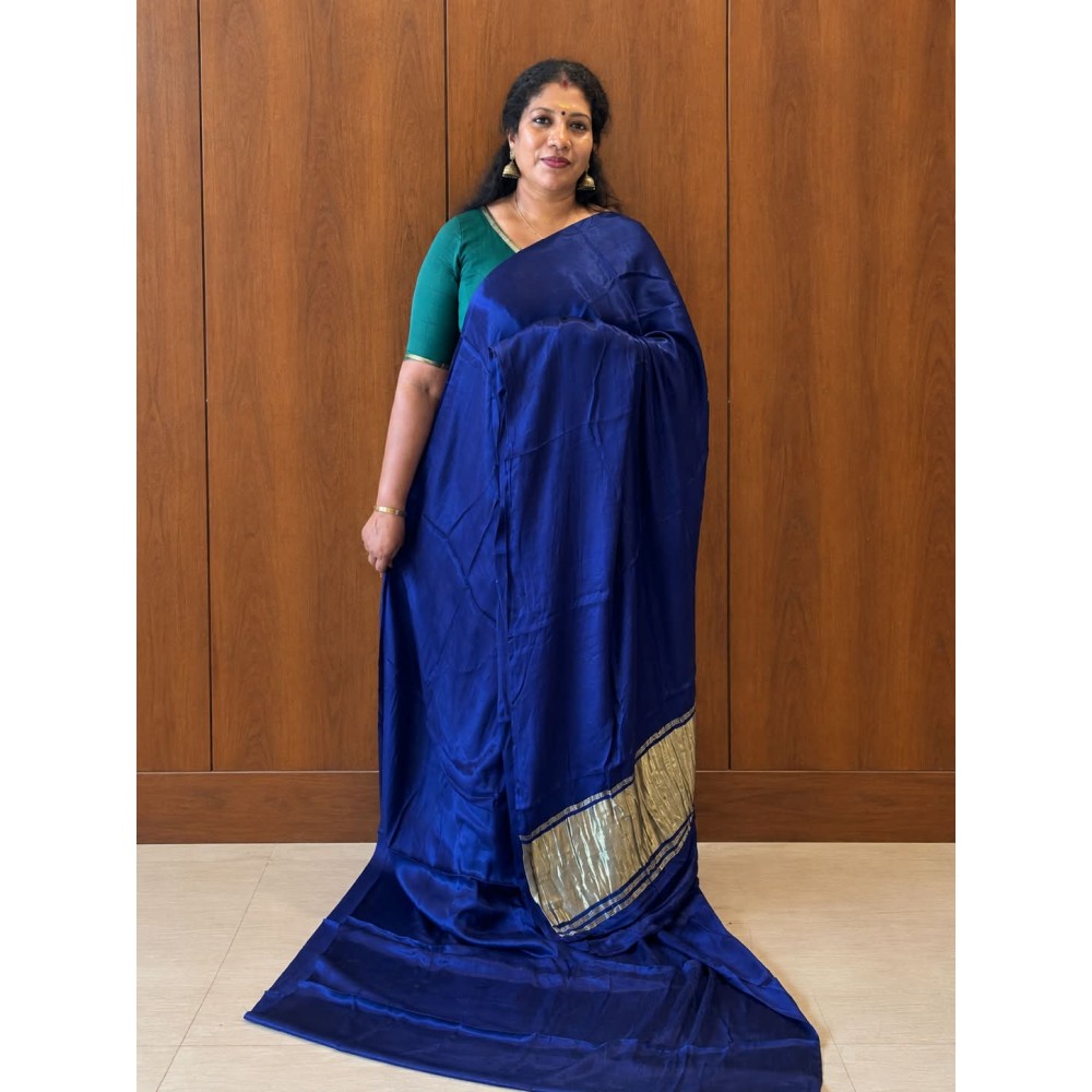 Gaji Silk Saree for Women-electric blue
