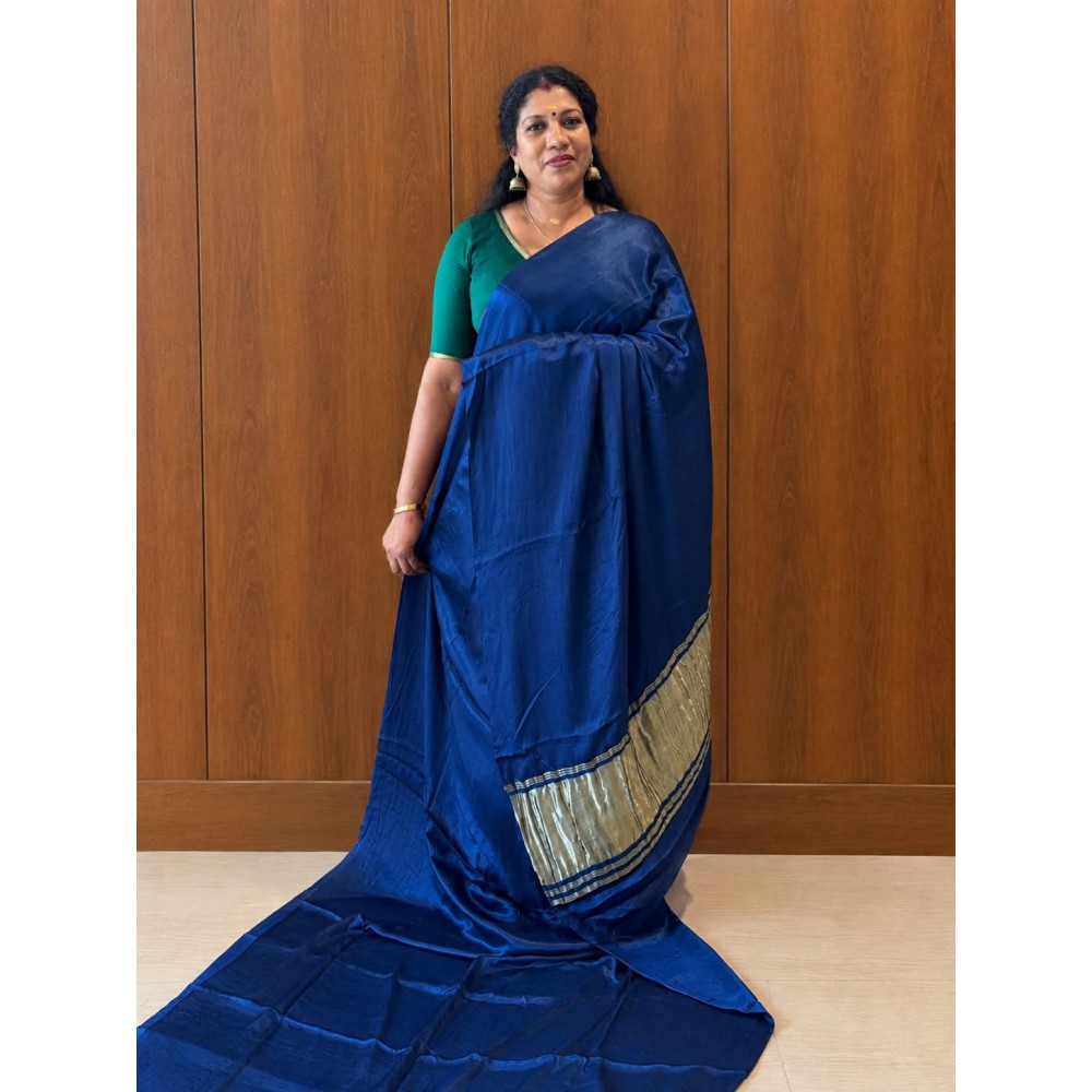 Gaji Silk Saree for Women-teal blue