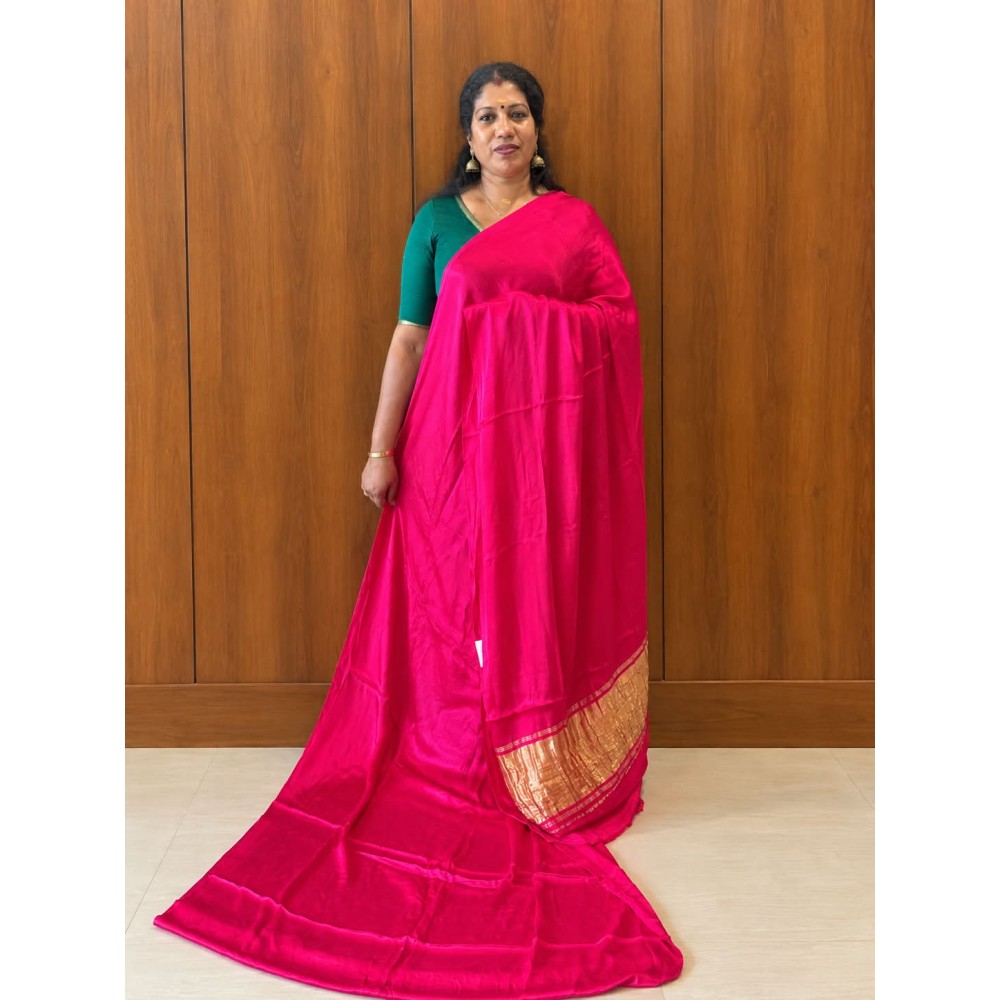 Gaji Silk Saree for Women-pink