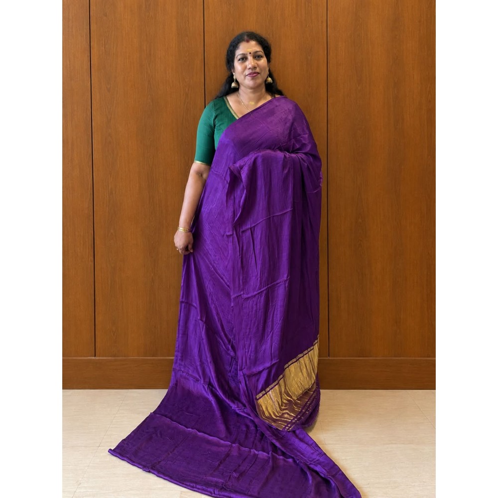 Gaji Silk Saree for Women-violet