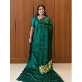 Gaji Silk Saree for Women-dark green