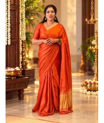 Gaji Silk Saree for Women-orange