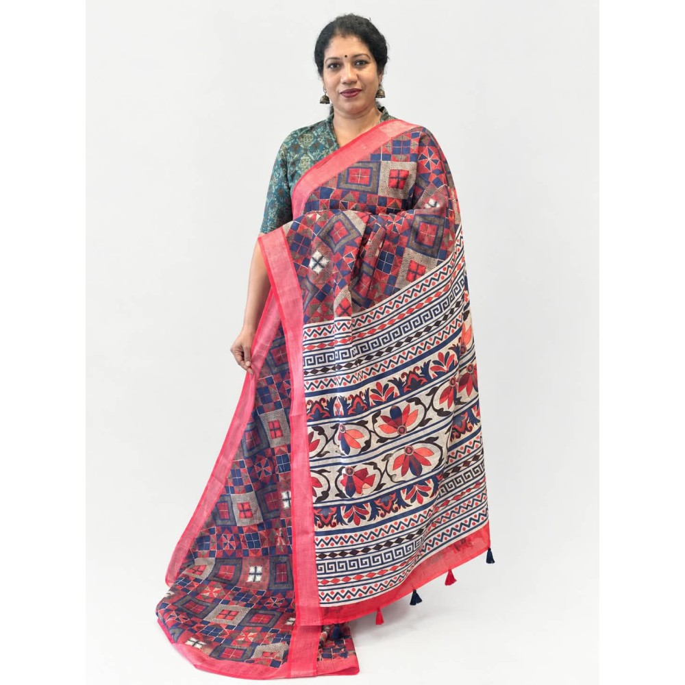 Semi Linen Elegant & Stylish Saree-f