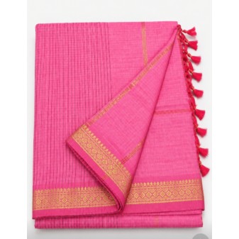 Check Kalyani Cotton Saree-light pink