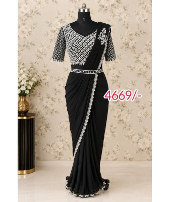 Ready-to-Wear Party Wear Saree-lycra black