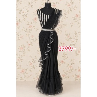 Ready-to-Wear Party Wear Saree-net black